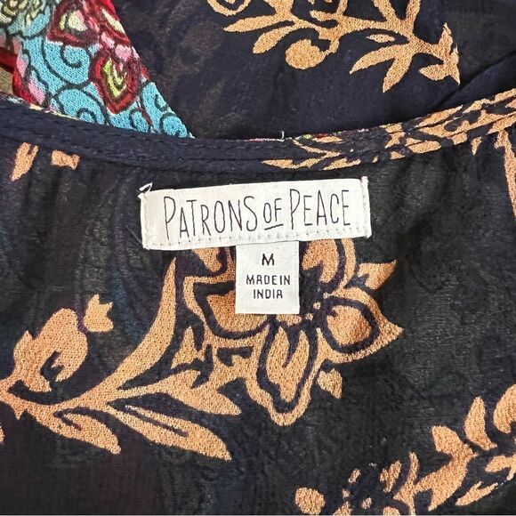 Patrons of Peace Red & Navy Patterned Layered Split Back Tank Top - Picture 5 of 6